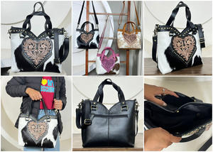 New Arrival Hand Tooled Floral Heart Shape Shoulder Handbag <b>For</b> <b>Women</b> Real Cowhide Leather Travel Tote <b>Bag</b> With Adjustable Strap - Product Image 3