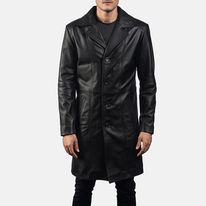 Manteau d'hiver pour homme en cuir véritable, imperméable, respirant, écologique, coupe ajustée, style trench-coat en laine, crocheté, vente en gros - Product Image 5