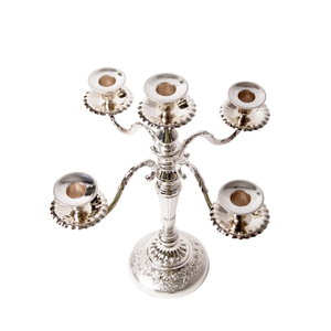 Elegant 5-Arm Solid Brass <b>Candelabra</b> with Mother of Pearl Inlay Polished Gold Finish Metal Candle Holder Stand For Wedding - Product Image 5