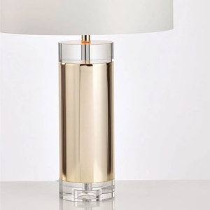 Modern Luxury Crystal Gold <b>Table</b> Lamp Nordic Acrylic <b>LED</b> <b>Bedside</b> Light Fabric Shade for Hotel Bedroom Living Room Decor - Product Image 3