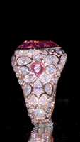 Anillo de Diamante Rosa de 8 Quilates Cultivado en Laboratorio, Estilo Hip Hop, con Cuentas de Perlas y Marquesas, en Oro Rosa y Plata, Venta al Por Mayor, Personalizable