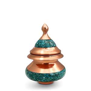 Azucarero de Cobre Premium con Grabado de Diseño Árabe, Tarro de Dulces con Mosaico Turquesa y Tapa con Cuchara, Decoración de Cocina de Lujo, Regalo Festivo - Product Image 4