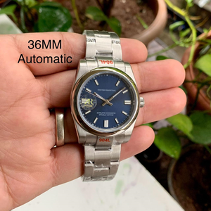 นาฬิกาข้อมืออัตโนมัติ 36 มม. ตัวล็อคแบบซ่อน สไตล์ฮิปฮอป รุ่นลิมิเต็ดอิดิชั่น คุณภาพสูง หรูหรา ขอบหน้าปัดเรียบเนียน หน้าปัดสีน้ำเงินซันเรย์ เครื่องจักรกล - Product Image 2