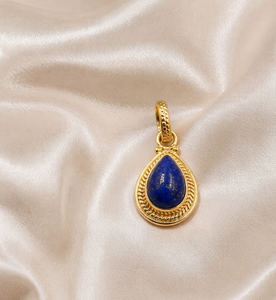 Pendentif en argent sterling 925 en forme de poire avec lapis-lazuli, fait main, pierre précieuse bleue naturelle, plaqué or rose et or jaune, breloque pour collier - Product Image 3