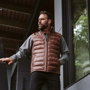 Bridger Leather <b>Down</b> Vest for Men – Premium Insulated Winter Puffer Waistcoat Sleeveless Jacket - Product Image 3