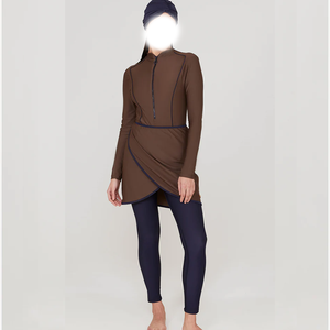 Traje de Baño Musulmán Moderno para Mujer, Secado Rápido, Transpirable, Ecológico, Antibacterial, Hijab, Manga Larga, Cierre Frontal con Cremallera - Product Image 3