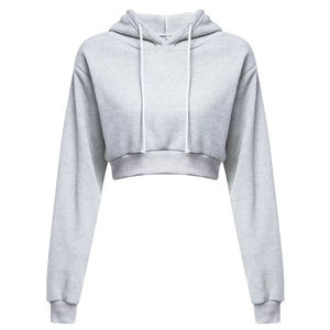Logo imprimé bouffant personnalisé de haute qualité sweats à capuche courts Style de rue en détresse bas coton lourd sweats à capuche pour femmes - Product Image 2