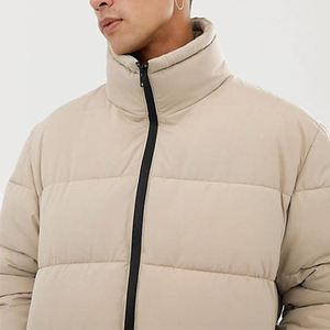 Compre una nueva chaqueta de plumón personalizada a la moda, abrigo cortavientos de invierno, chaqueta de plumón beige para hombre - Product Image 4