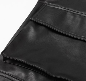 Veste en cuir et toile, nouvelle veste de moto d'hiver, longueur normale, style vintage, col montant ample - Product Image 3