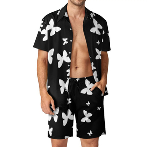 Ensemble assorti chemise et short, style côtier, tenue de plage légère, chemise et short de vacances, tenue d'été - Product Image 1