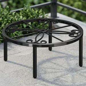 Support de plante rond en métal, design ajouré, support de pot de fleurs autoportant, support de plante décoratif en fer pour la maison, le jardin, le balcon - Product Image 5