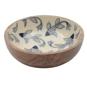 Tazón de madera de acacia natural de diseño único, fabricación de vajilla de la mejor calidad, juego de tazones para ensalada a precio económico. - Product Image 3