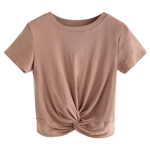 Wholesale High Quality Summer Women Sports <b>Crop</b> <b>Top</b> Plain Clothing Manufacturers Custom logo Cropped T-shirt for Women - Product Image 4