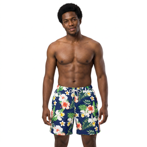 Shorts imprimés pour hommes, séchage rapide, taille à cordon de serrage, short de bain décontracté, longueur mi-cuisse, en polyester - Product Image 2
