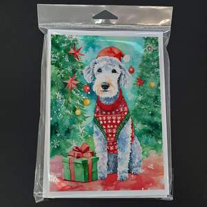 Cartes de vœux de Noël Bedlington Terrier lunatique Lot de 8 cartes de note vierges A7 taille 5x7 avec enveloppes - Product Image 3