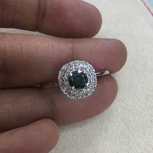 Bague de fiançailles et de mariage pour femme en argent sterling 925 avec diamant naturel blanc et bleu taille ronde de 0,70 ct – Vente en gros - Product Image 1