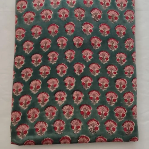 Green Hand Block Printed Cotton Fabric Floral Buti Pattern Indian Handmade Cotton Fabric Traditional Jaipuri Print Material - Product Image 1