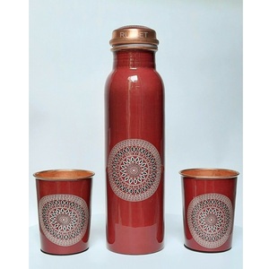 Botella de cobre para la salud holística, botella de agua de cobre rojo con banda martillada y tapa de cobre, portátil para viajes. - Product Image 5