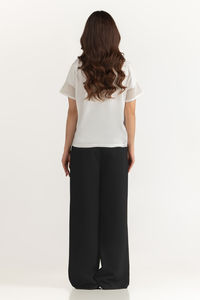 เสื้อยืดแฟชั่นสุดฮิต ผ้าฝ้าย 100% เสื้อยืดผู้หญิงทรงโอเวอร์ไซส์สีขาว แขนตาข่าย แฟชั่น Gen Z เสื้อยืด OEM - Product Image 2