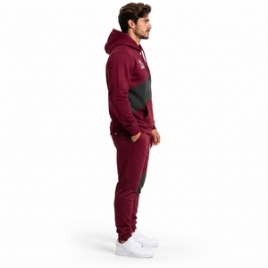 Pantalon à revers côtelés en tissu doux, décontracté, streetwear, OEM personnalisé, ensemble survêtement homme, sweat-shirt et jogging oversize - Product Image 3