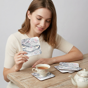Great Quality In Reasonable Price Colorful Mandala Printed Square Shaped Table Decor Tea Coasters Set of 4 at Cheap Prices - Product Image 1
