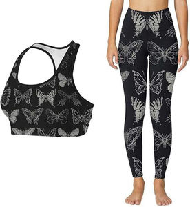 Conjunto Deportivo para Mujer, Personalizado con Impresión de Silicona, Ecológico, Transpirable, Leggings de Spandex/Nylon, Bra para Gimnasio, Ropa Deportiva, Proveedor - Product Image 1