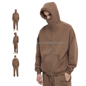 Custom Men Full Zip up <b>Hoodies</b> Half Face Oversized Plain Streetwear Jacket Men Warm Fleece <b>Ninja</b> <b>Hoody</b> Jacket With Zippers - Product Image 1