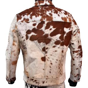 Premium Luxury Cowhide Real Hair On <b>Leather</b> <b>Jacket</b> <b>Men</b> Genuine Cow Skin Trucker Coat Custom Manufacturer High Quality Slim Fit - Product Image 3