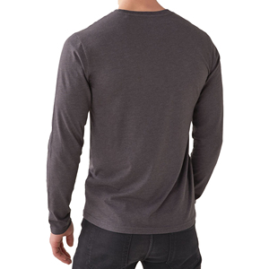 T-shirt à manches longues en tricot pour homme, col rond, couleur unie, coupe classique, vêtements décontractés, gris foncé, coupe classique, vêtements décontractés, chemise bleue pour homme - Product Image 4
