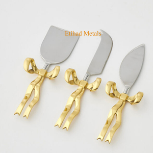 Antique Brass Hammered <b>Cheese</b> Knives <b>Set</b> of 3 <b>Cheese</b> Knives Bodin Wired <b>Cheese</b> Knives <b>Set</b> of 3 - Product Image 4