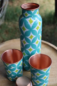 Digital Printed premium Quality Pure <b>Copper</b> <b>Drinking</b> <b>Bottle</b> Hammered Design Water Container for Healthy Lifestyle and Kitchen Us - Product Image 2