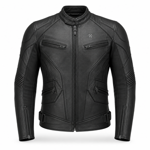Blouson de moto en cuir de performance pour le tourisme |   Noir Charbon Rouge |   Fabricant OEM ODM |   Qualité de conception haut de gamme |   Vêtements de course - Product Image 1