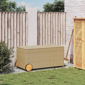 Grande Contenitore da Giardino in Rattan PE Beige, Elegante Arredo Esterno per Organizzazione - Product Image 3