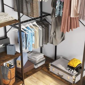 Armadio Indipendente a L con Appendiabiti, Robusto e Spazioso, con Molteplici Ripiani per Organizzazione Vestiti - Product Image 6