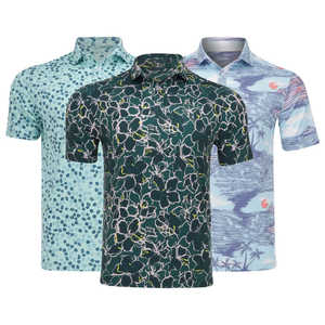 Polo de Golf para Hombre con Estampado Artístico Topográfico y de Paisajes, Corte Entallado, Verde y Aqua, Colección Verano 2026 HD - Product Image 2