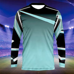 T-shirt à manches longues pour homme, col en V, respirant, écologique, anti-rides, séchage rapide, en polyester, grande taille, sublimation - Product Image 4