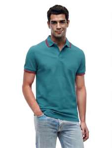 Polo à manches courtes pour homme, bleu marine, coton piqué, coupe classique, design uni, respirant, tricoté - Product Image 5