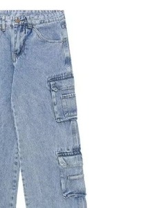 Jean en denim pour homme, coupe droite décontractée, en coton extensible, durable, pour le quotidien, délavé à l'acide, respirant, multi-poches, avec fermeture éclair centrale personnalisée - Product Image 4
