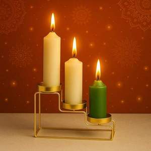 Porte-bougie en métal de luxe, ornement décoratif de table pour la maison, les mariages, les événements, les fêtes, centre de table, décoration intérieure à prix avantageux - Product Image 1