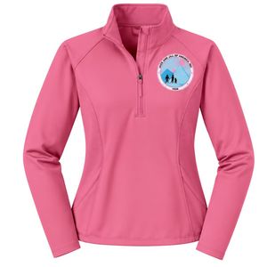 Jack and Jill Women <b>Pink</b> Quarter Zip Pullover Long Sleeve Stand Collar Lightweight Athletic Casual Performance <b>Sweatshirt</b> - Product Image 1