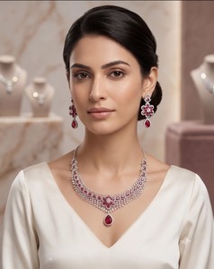 Lucentarts - Exquisito Juego de Collar y Pendientes con Diamantes Americanos, Brillante Colgante Floral de Circonita, Joyería Nupcial, Accesorios para Mujer - Product Image 3