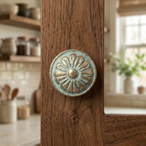 Cast Iron Industrial Durable Adjustable Round Cabinet <b>Knob</b> with Flower Design <b>for</b> Home Office Dining Drawer <b>Dresser</b> - Product Image 4