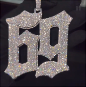 Pendentif Hip Hop Iced Out en forme de chiffre pour chaîne cubaine, en argent 925 et diamant Moissanite, collier pendentif lettre de luxe personnalisé - Product Image 1