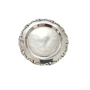 Antique Silver Metal Charger <b>Plates</b> With Embossed Floral Rim Luxury Vintage Round Underplates For Wedding Reception, Banquet - Product Image 2
