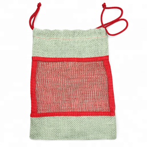 Custom Logo Eco-Friendly Jute Mesh <b>Pouch</b> Bag Biodegradable <b>Drawstring</b> Sack Silk Screen Printed Fruit Gift Spice Packaging - Product Image 1