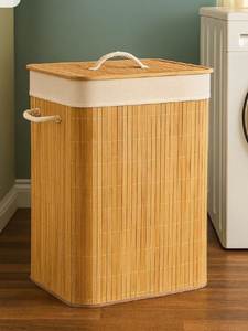 Panier à linge d'angle en bambou, boîte de rangement ronde, accessoires de maison, organisateurs, grands ensembles de salle de bain - Product Image 4