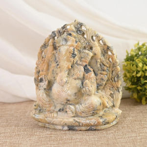 Statue de Ganesha en opale dendritique naturelle sculptée à la main, sculpture en cristal, décoration d'intérieur, fournisseur en gros OEM ODM - Product Image 3