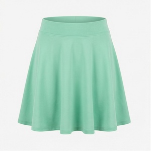 Jupe courte trapèze pour femme, couleur unie, taille élastique, confortable, décontractée, vert menthe, tissu Spandex Polyester - Product Image 1