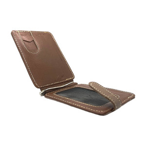 Custom Logo Minimalist Genuine Leather Slim <b>RFID</b> <b>Blocking</b> High Quality Money Clip <b>Wallet</b> with Strong Magnetic Closure for Men - Product Image 2