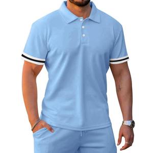 Conjuntos de Ropa de Verano de Alta Calidad para Hombre, Camisetas Polo de Manga Corta con Logotipo Personalizado, Pantalones Cortos Deportivos Sólidos, 2 Piezas - Product Image 4